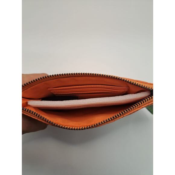 Studio Badgley Mischka Diamond Quilting Clutch Wristlet Coral Vegan Leather - Picture 4 of 7
